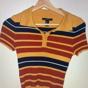 Forever 21 Multicolor Striped Polo Sweater